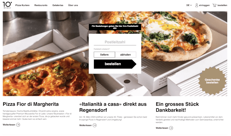 Jetzt online Essen bestellen – dieci.ch – Lieferdienst