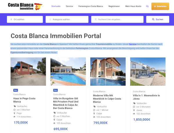 Costa Blanca Immobilien Portal