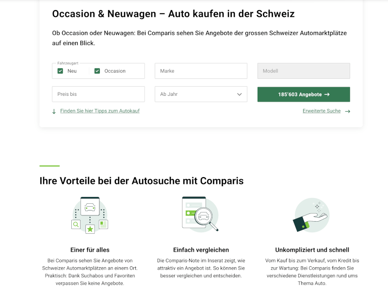 Comparis – Occasion & Neuwagen – Auto kaufen in der Schweiz