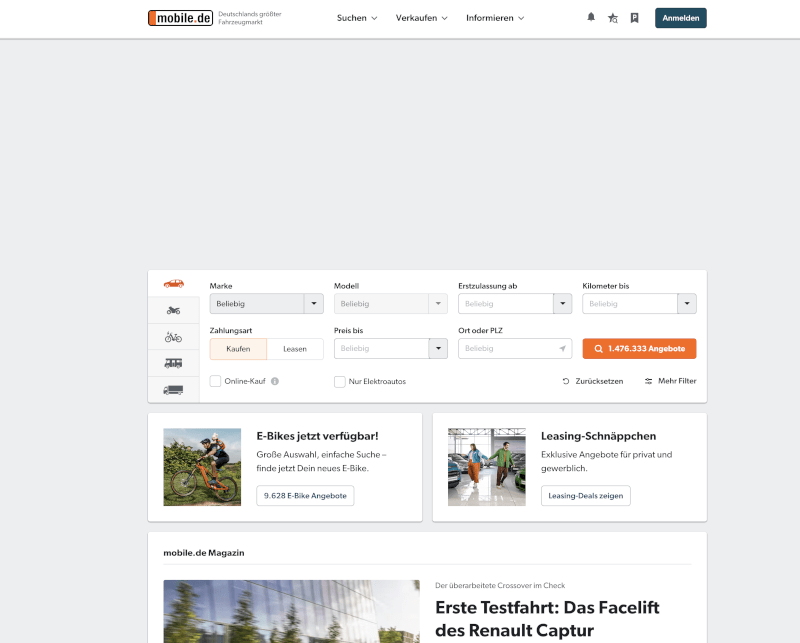 Mobile.de Gebraucht und Neuwagen Portal